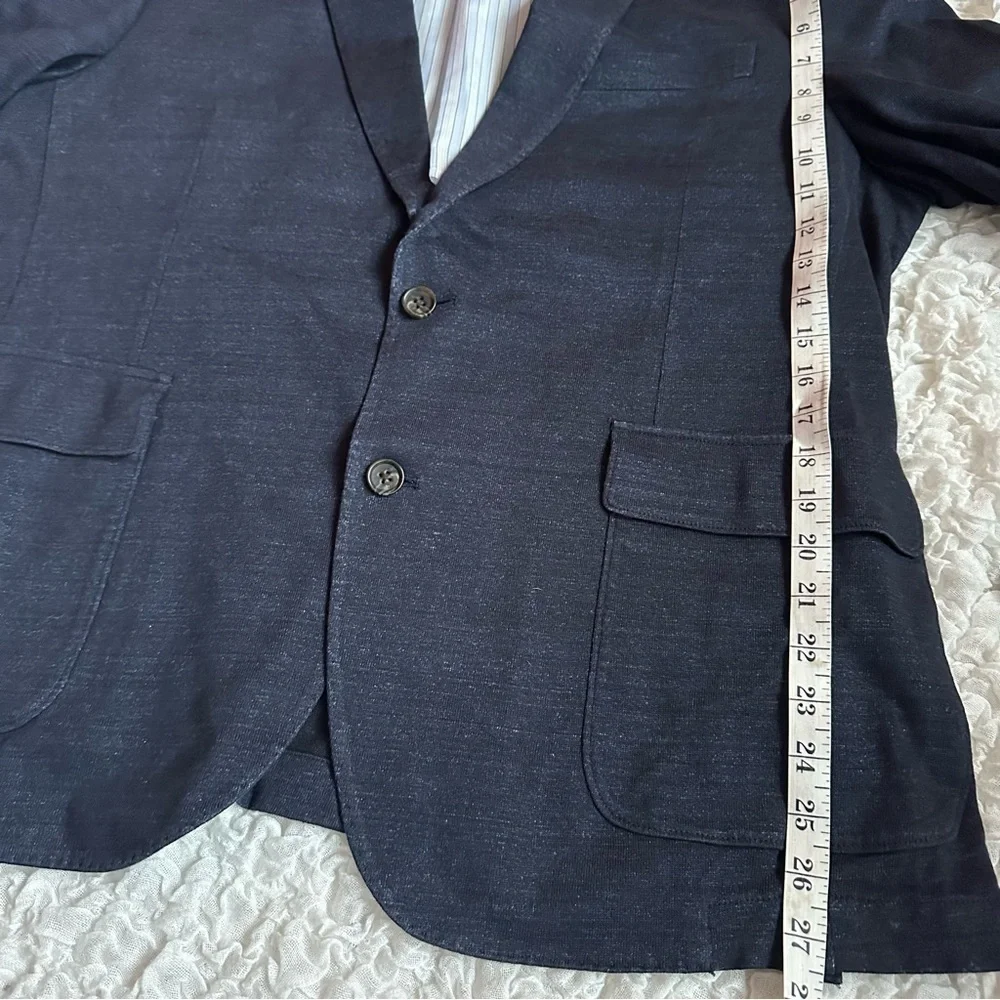 Flynt Spicoli Linen Blend Unstructured Navy Sport Coat Mens 46R